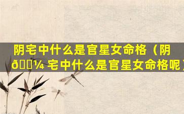 阴宅中什么是官星女命格（阴 🐼 宅中什么是官星女命格呢）